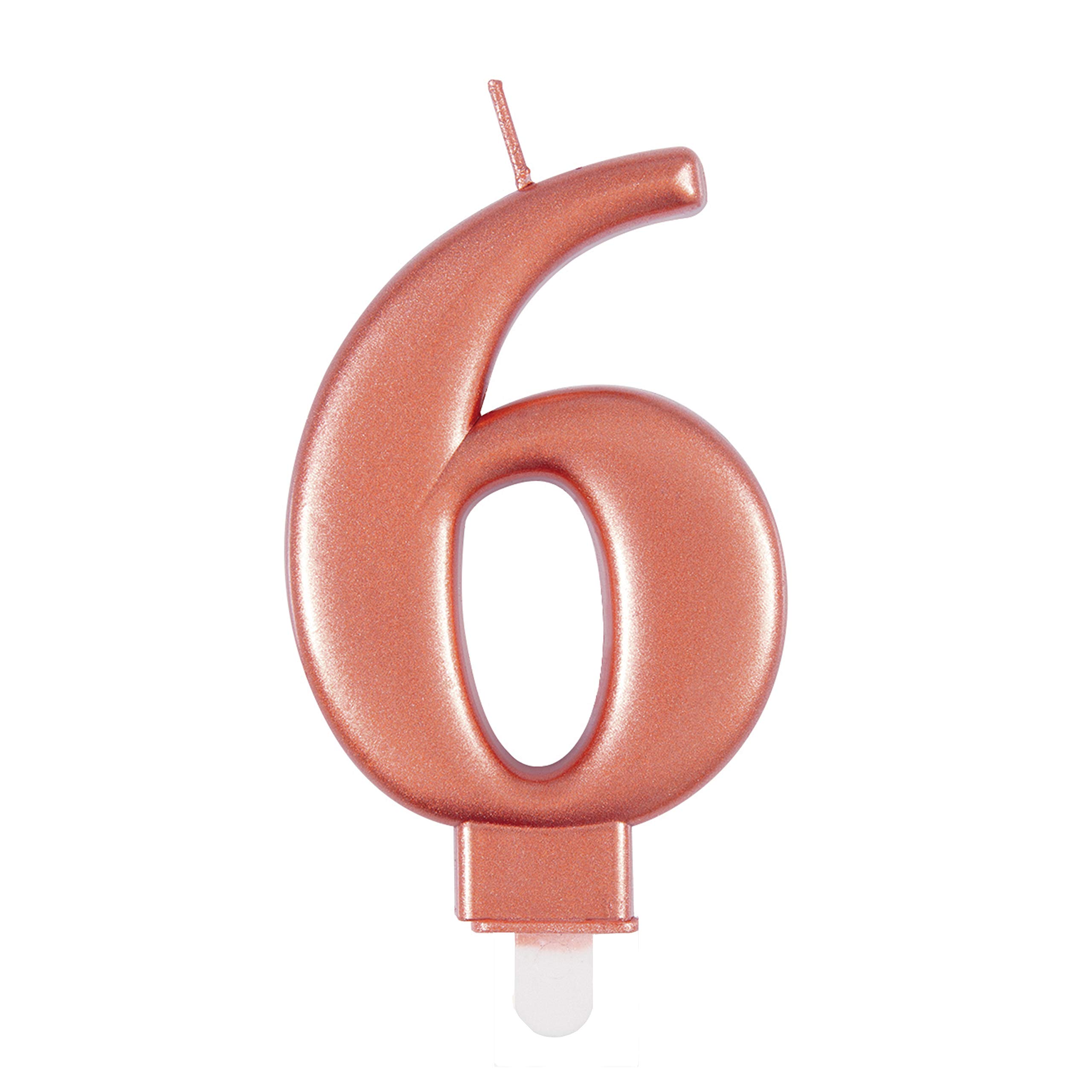 Elegant Metallic Rose Gold Number 6 Birthday Candle - Perfect for Birthday Parties, Anniversaries & More - 1 Pc
