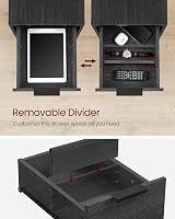VASAGLE Slim Side Table with Charging Station Charcoal Grey Black LET326B22 view 5