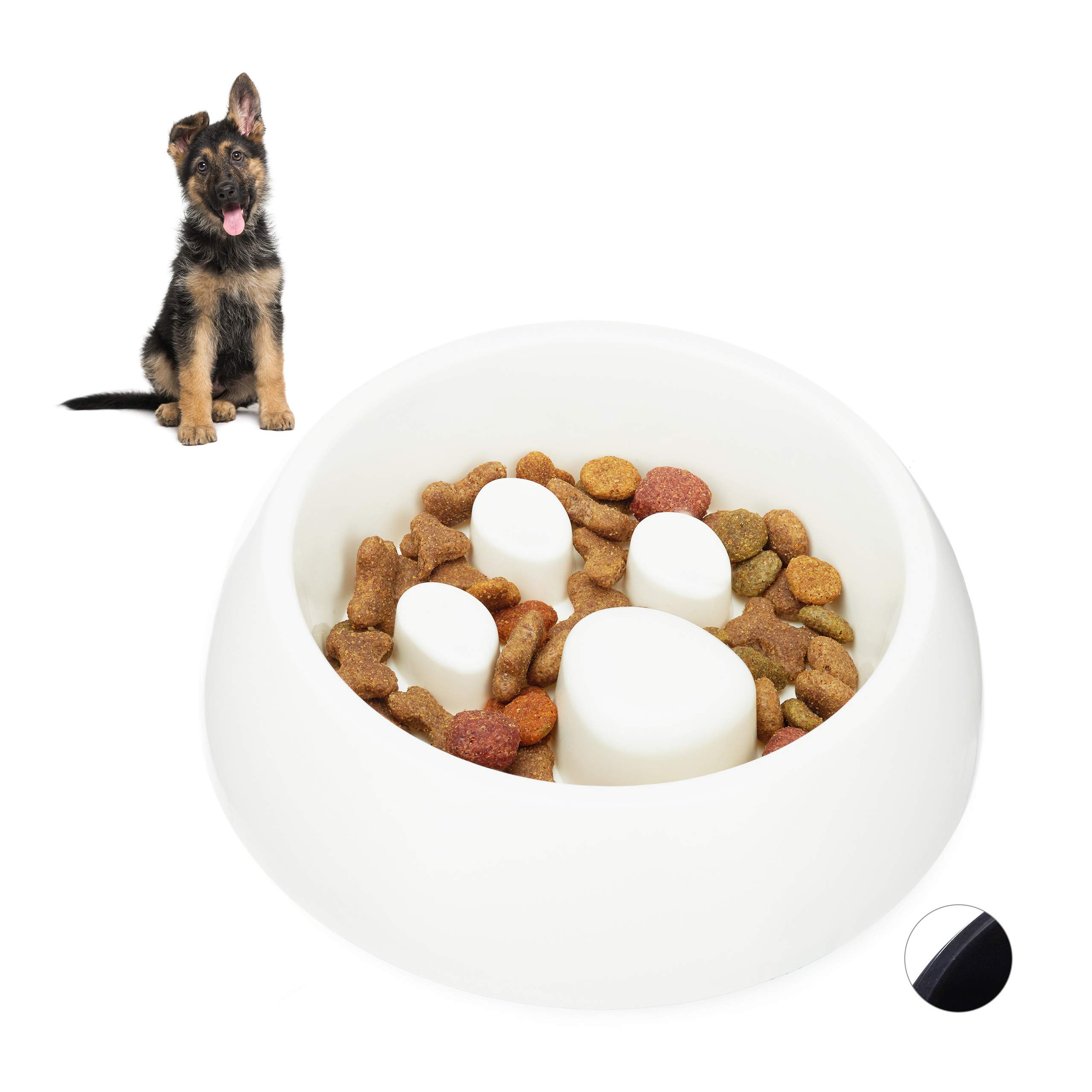 Relaxdays Relaxdays Foraging Feeding Bowl for Slow Eating, Cats & Dogs, Bloat Stop Dish, Dishwasher-Safe, White