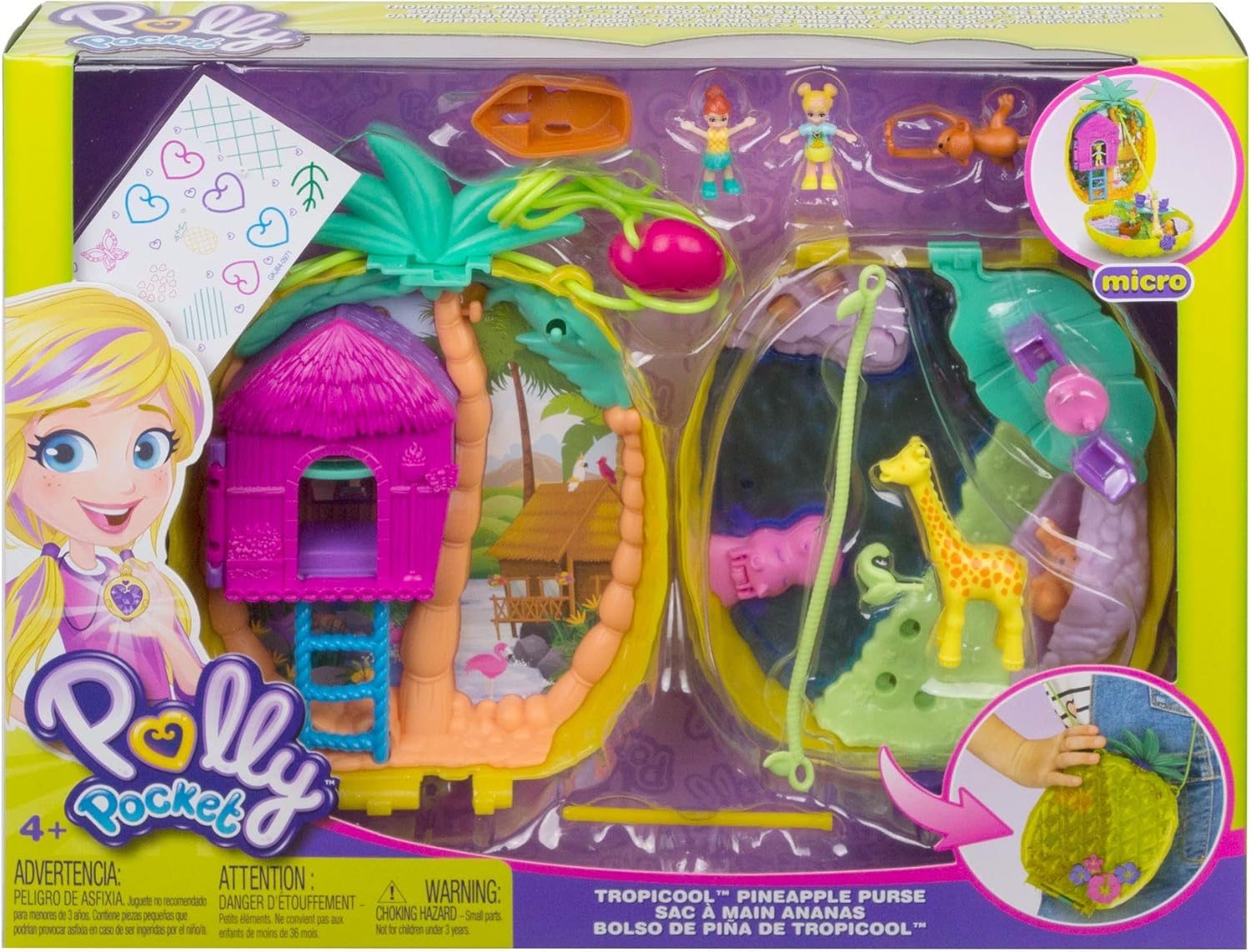 Polly Pocket Polly & Lila Tropicool Pineapple Wearable Purse Compact, Multi: Toys & Games