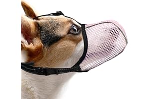 JOYPAWS Dog Muzzle, Breathable Soft for Small Dogs to Anti & Prevent Barking Biting Chewing, Reflective & Adjustable Basket Muzzle with Air Mesh for Toy Poodles Pink S