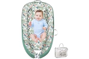 MORABLOOMY Baby Lounger for Newborn 0-24 Months with Removable Pillow | Breathable, Portable & Soft Infant Sleep Mat | CPSC Certified for Home, Travel & Playtime | Easy to Clean Baby Gift Essentials-Green Leaf