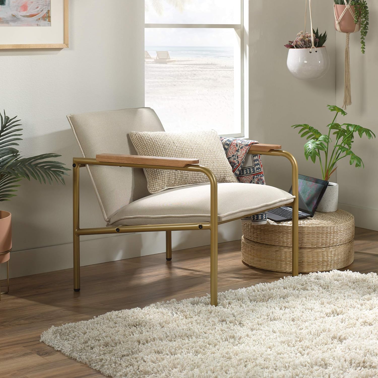 Sauder Coral Cape Lounge Chair, L: 26.77" x W: 28.35" x H: 26.77", Ivory Finish: Furniture & Decor