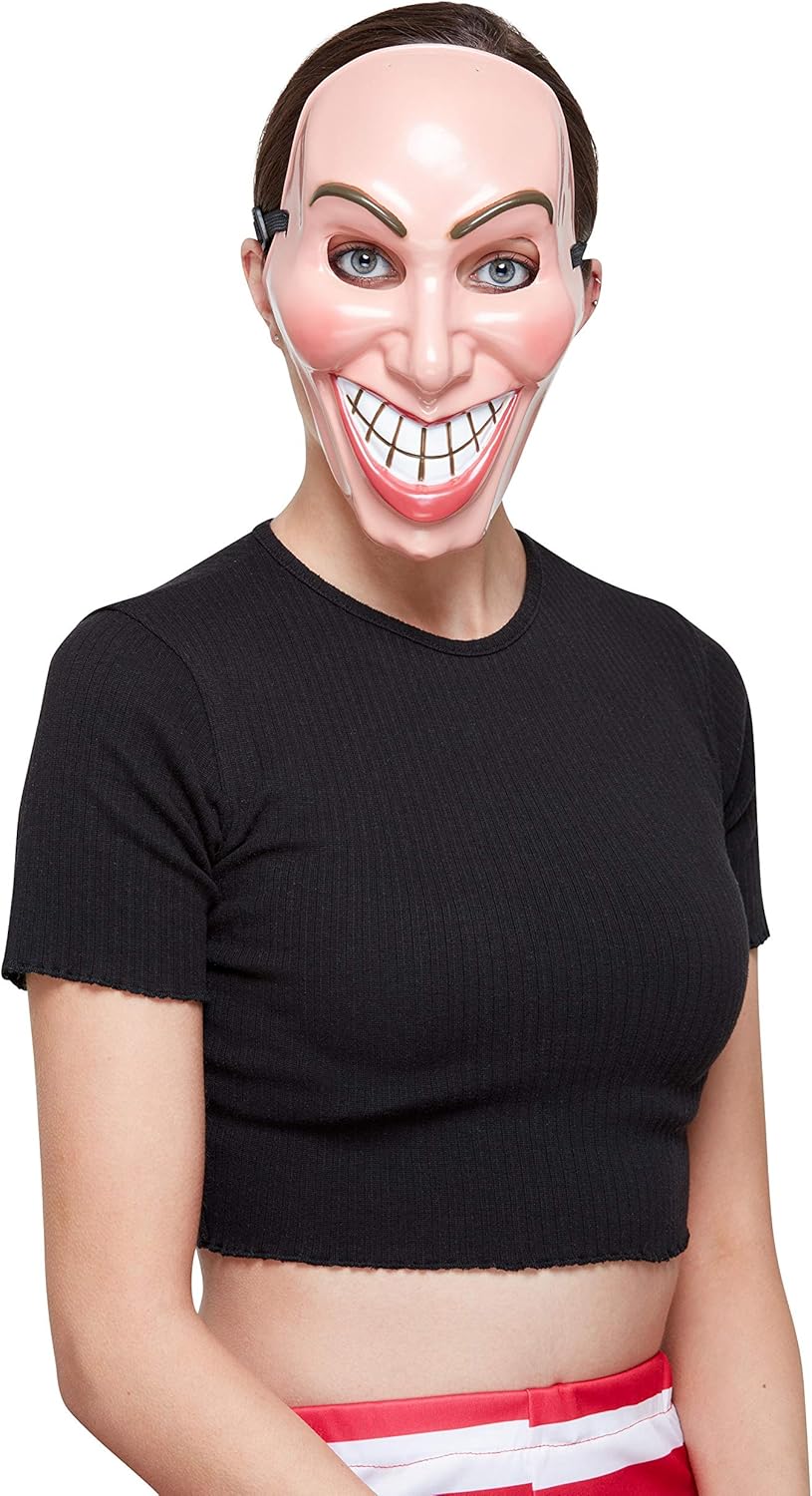 Smiffys Smiler Mask, Male, Beige with Elastic Strap, Halloween Fancy Dress Accessory, Serial Killer Dress Up Masks - Image 4