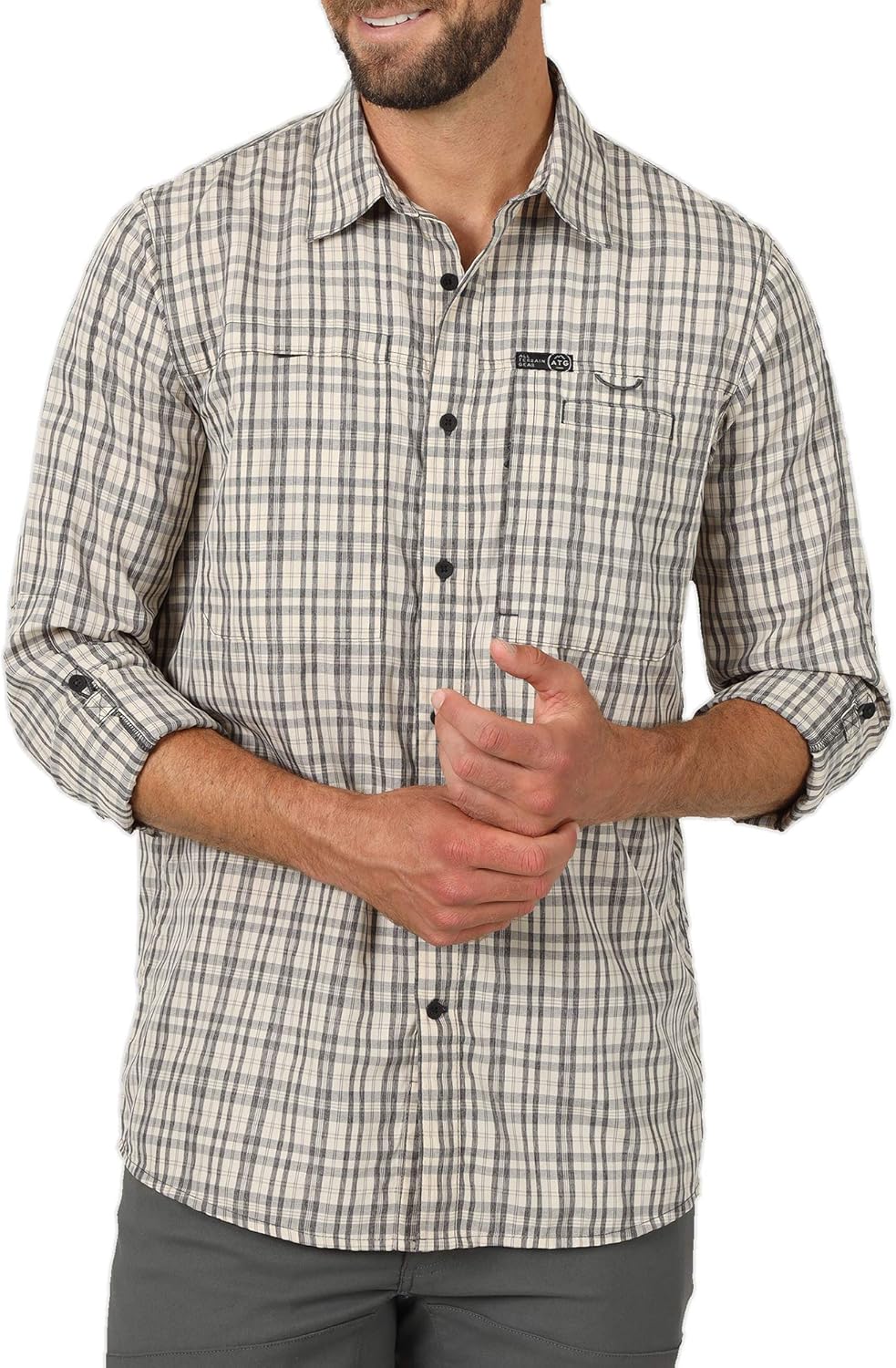 ATG by Wrangler Men's Long Sleeve Hike to Fish Shirt at  Men’s Clothing store