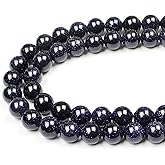 MJDCB Natural Stone Beads Blue Sand Stone Round Loose Beads for Jewelry Making DIY Bracelet Necklace (6mm)