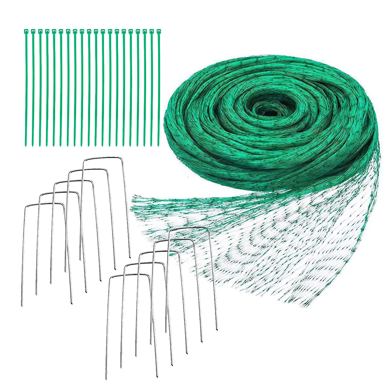 Garden Netting, Garden Netting for Plants Fruit Veg Patch Grass Seeds, Pond Netting Cover Anti Bird Netting Kit with 20 pcs Nylon Cable Ties and 10 pcs U-Shaped Pegs
