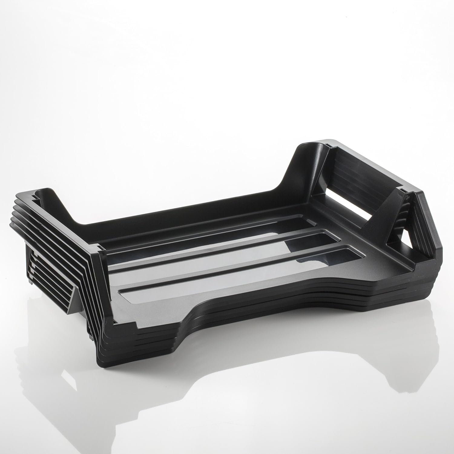 Officemate OIC Achieva Side Load Letter Tray, Recycled, Black, 6 Pack (26212) : Office Desk Trays : Office Products