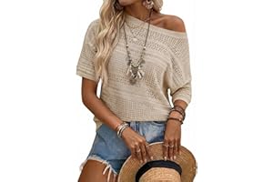 Arach&Cloz Women's Linen Blend Summer Crochet Sweater Tops Casual Hollow Out Beach Cover Up Vacation Outfits 2026