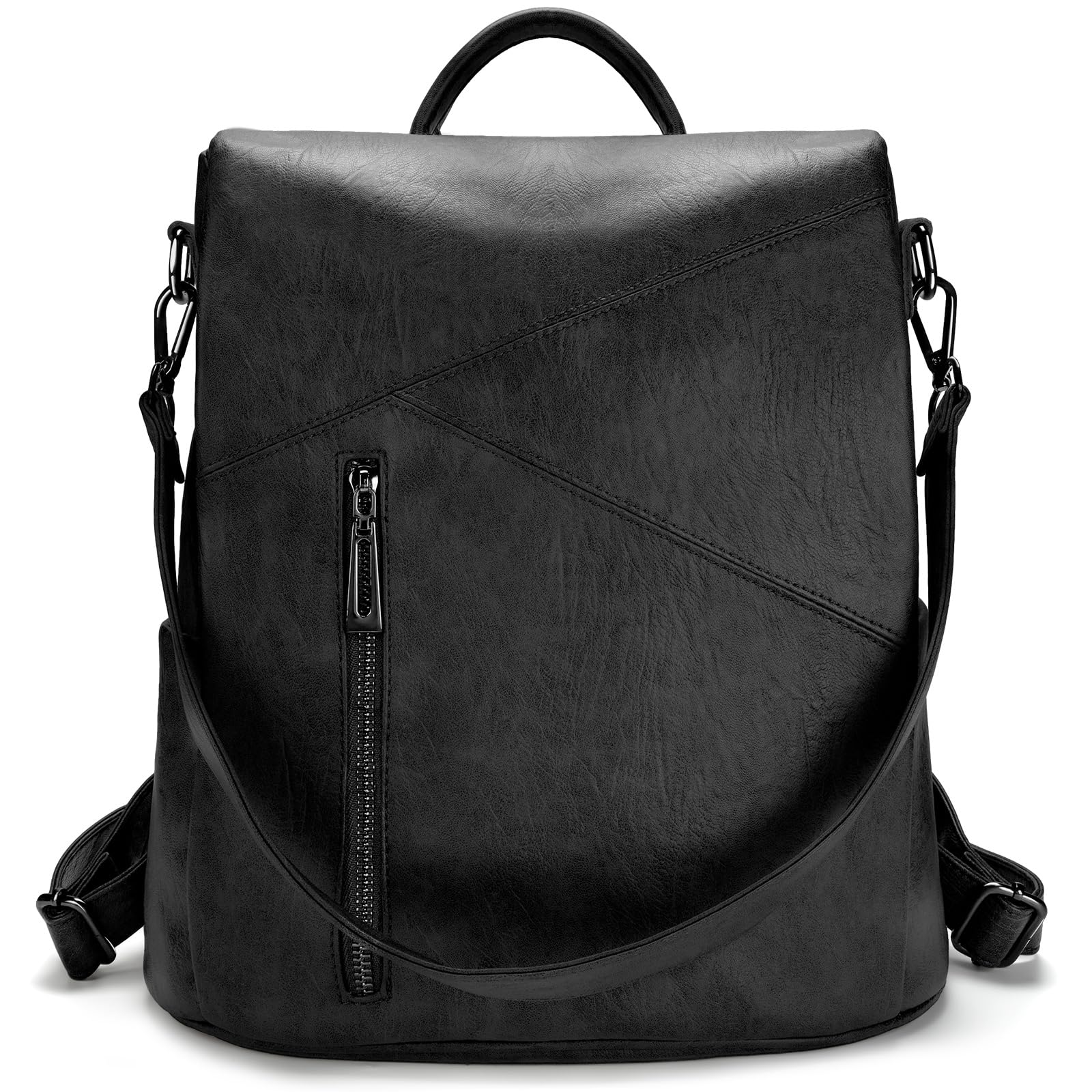 Photo 1 of molshine Backpack,Fashion Casual Travel PU Leather Daypack Bag Shoulder Rucksack Handbags  (Black)