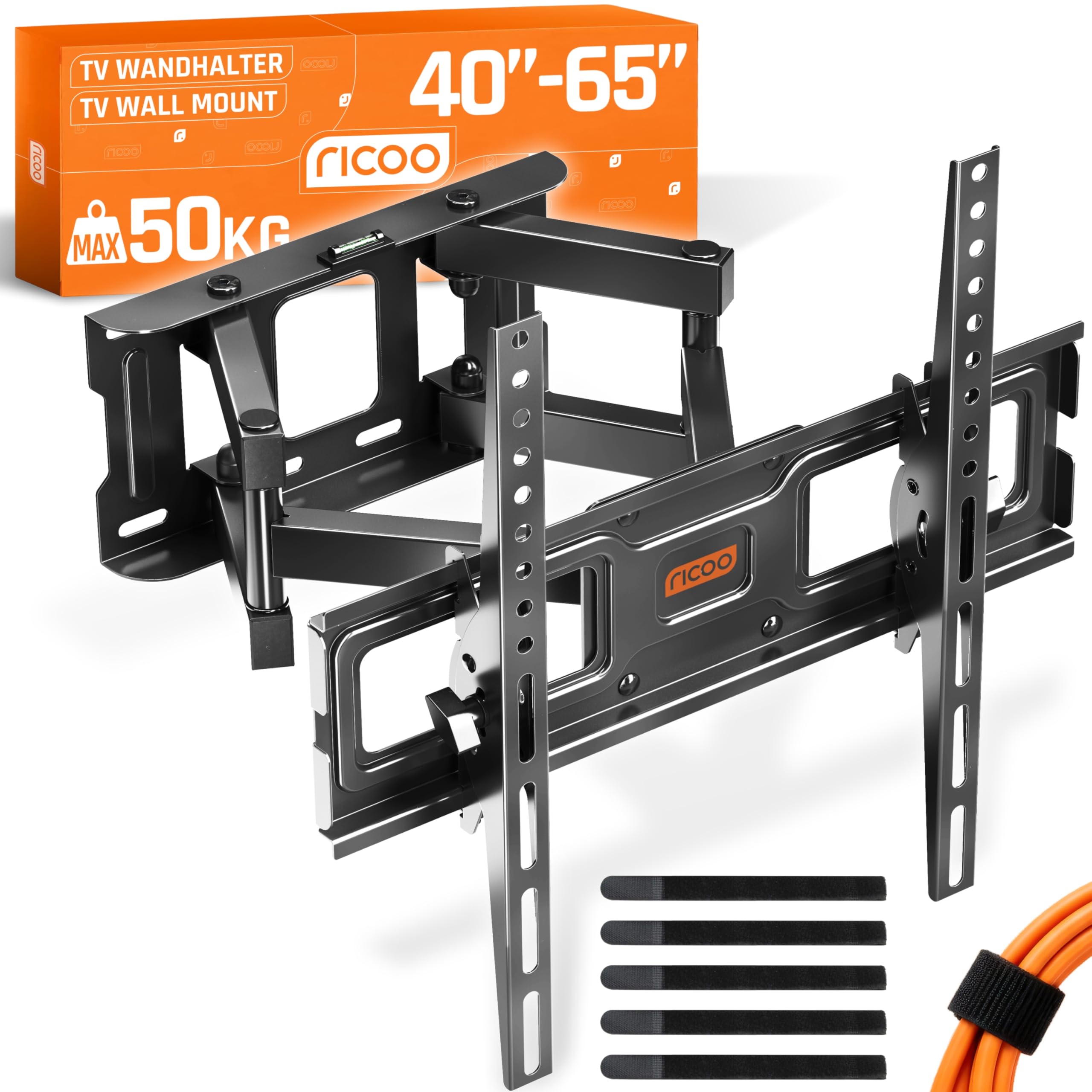 RICOO TV Bracket Tilt Swivel approx 32-55 Inch for LED LCD OLED Curved and Flatscreens S6244 Wall Mount Universal for VESA 200x200-400x400