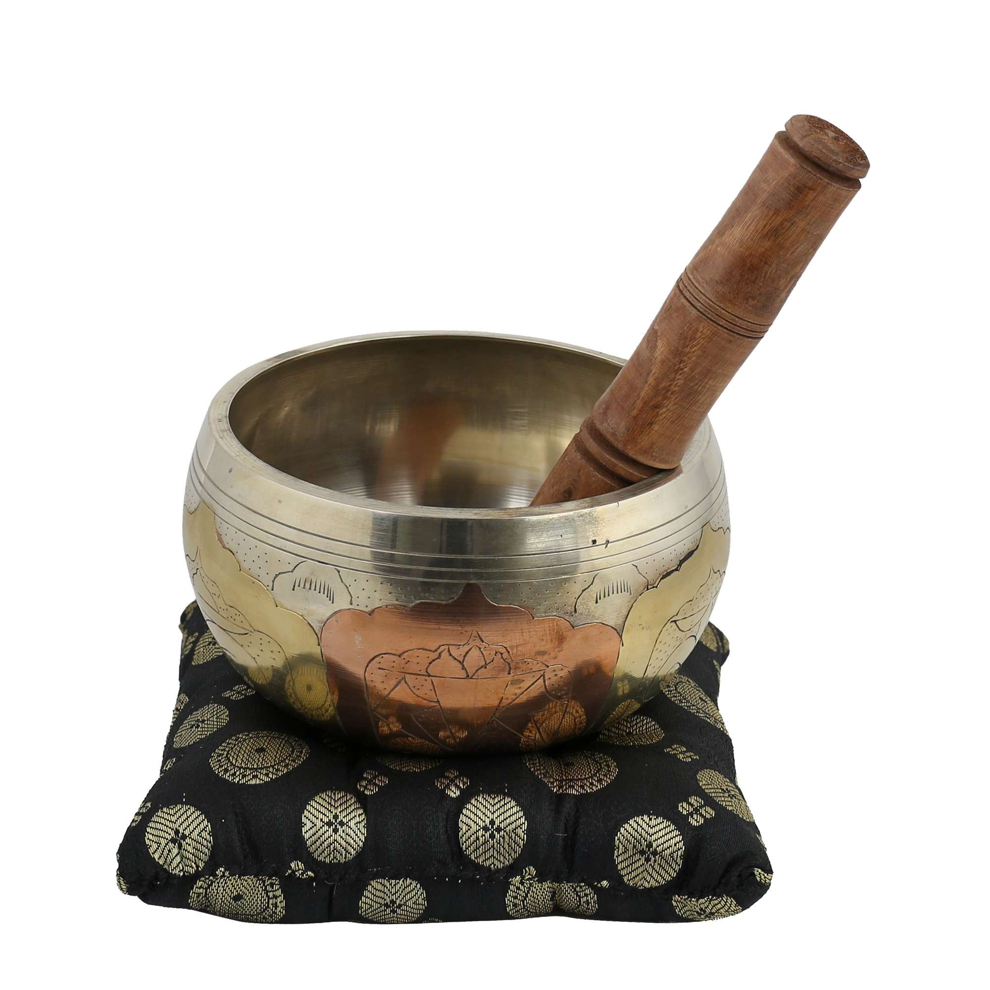 Ajuny Gorgeous Brass Tibetan Buddhist Singing Bowl Great Gift Ideal For Meditations And Sound Healing 4 X 2.75 Inches