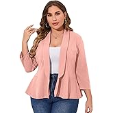 KOJOOIN Women Plus Size Casual Blazer Open Front Long Sleeve Work Office Cardigan Jackets