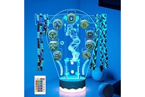 CoolGift Mart Light Up Baseball Ring Holder, 16 Colors 3D LED Lights Acrylic Championship Ring Display Stand, with Remote Control, Birthday Xmas Gifts for Baseball Players Fans