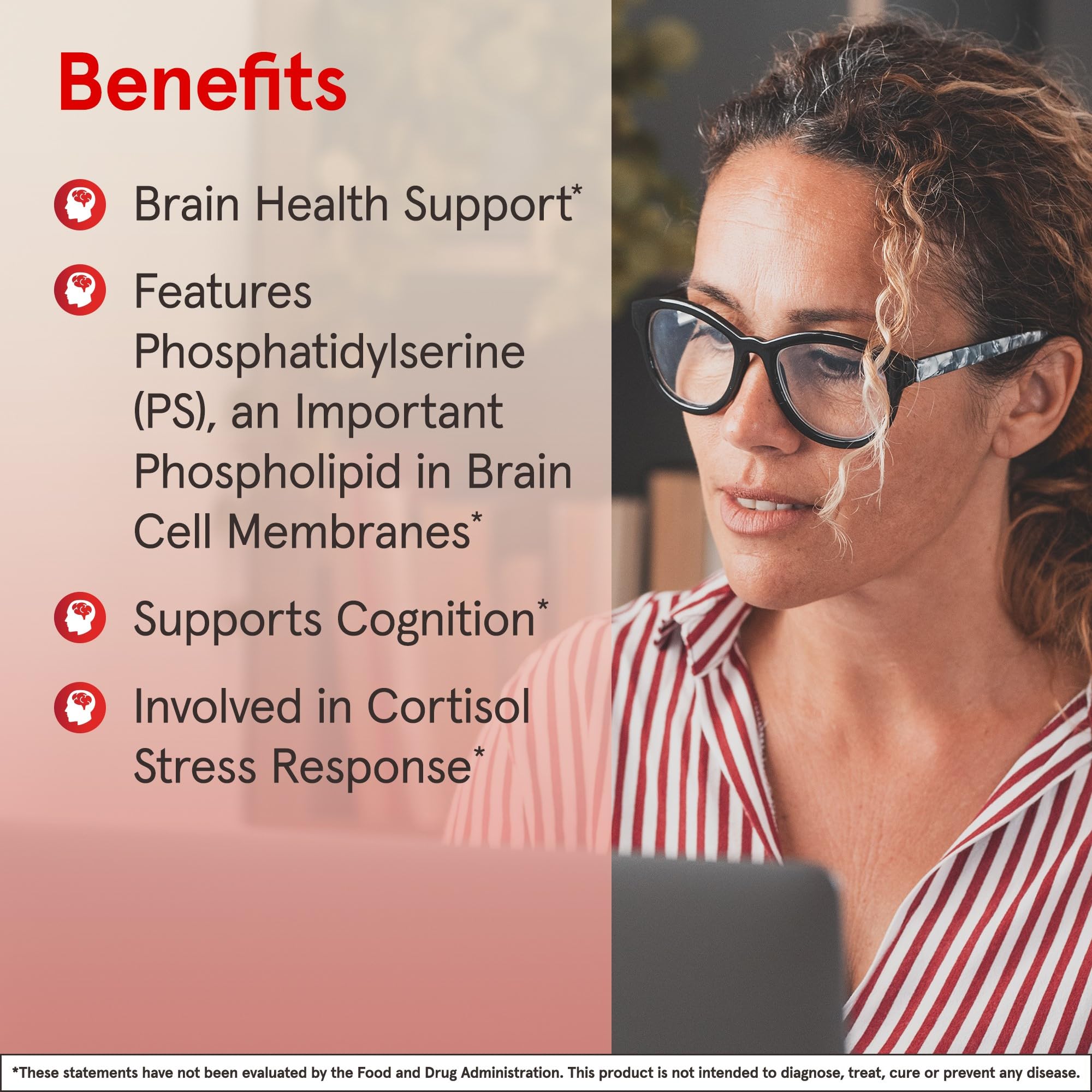 Jarrow Formulas PS100 Phosphatidylserine 100 mg, Dietary Supplement for Brain Health and Cognition Support, 60 Softgels, 20-60 Day Supply