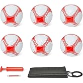 Amazon Basics Durable PVC Soccer Ball with Pump for Training and Practice, Indoor Outdoor Use, White and Red