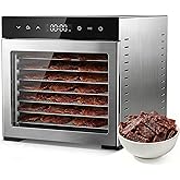 OLIXIS Food Dehydrator Machine, 500W Jerky Dehydrators with 8 Stainless Steel Large Trays, 185&deg;F Temperature Control &amp; 24H Timer Food Dryer for Fruit Meat Herb Dog Treats, Silver