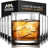 Bravario Unbreakable Tritan Plastic Whiskey Glasses | Shatterproof Double Rocks | Dishwasher-Safe | BPA-free | Perfect for Cocktail Bourbon | 12.5 oz, Set of 8