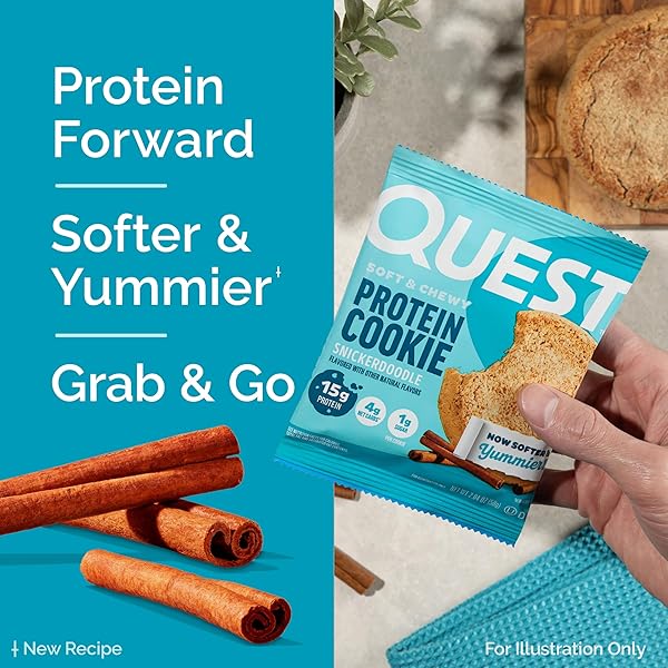 QUEST NUTRITION SNICKERDOODLE PROTEIN COOKIE, 15G PROTEIN, 1G SUGAR, 4G NET CARBS, KETO FRIENDLY, HIGH PROTEIN, LOW CARB 4 COUNT