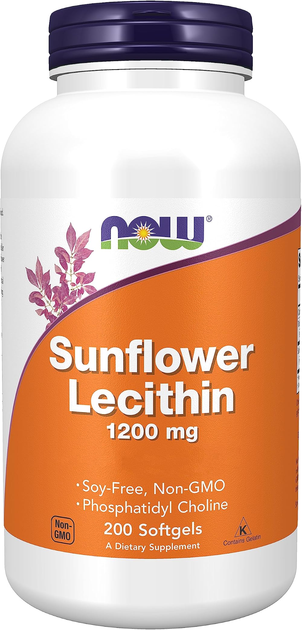 NOW Sunflower Lecithin 1200 mg 200 Softgels Gluten Free Soy Free