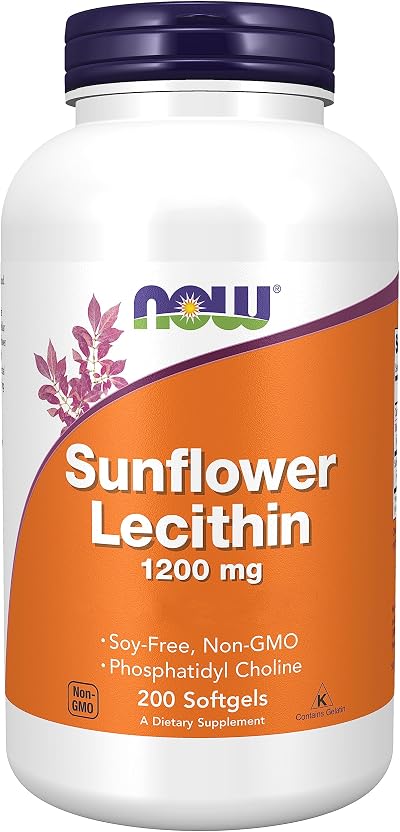 NOW Sunflower Lecithin 1200 mg 200 Softgels Gluten Free Soy Free