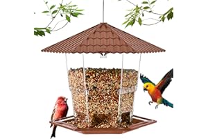 Jealoeur Bird Feeders for Outdoors Hanging Bird Feeder Wild Birds Seed, Brown B