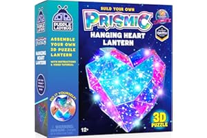 PURPLE LADYBUG Prismic Heart-Shaped DIY Lantern Craft Kit - Brithday Gifts for Kids 8-12, Gifts for 8-12 Years Old, 3D Light-Up Room Decor for Girls, Christmas Gift, Creative Night Light Arts & Crafts Set for Kids