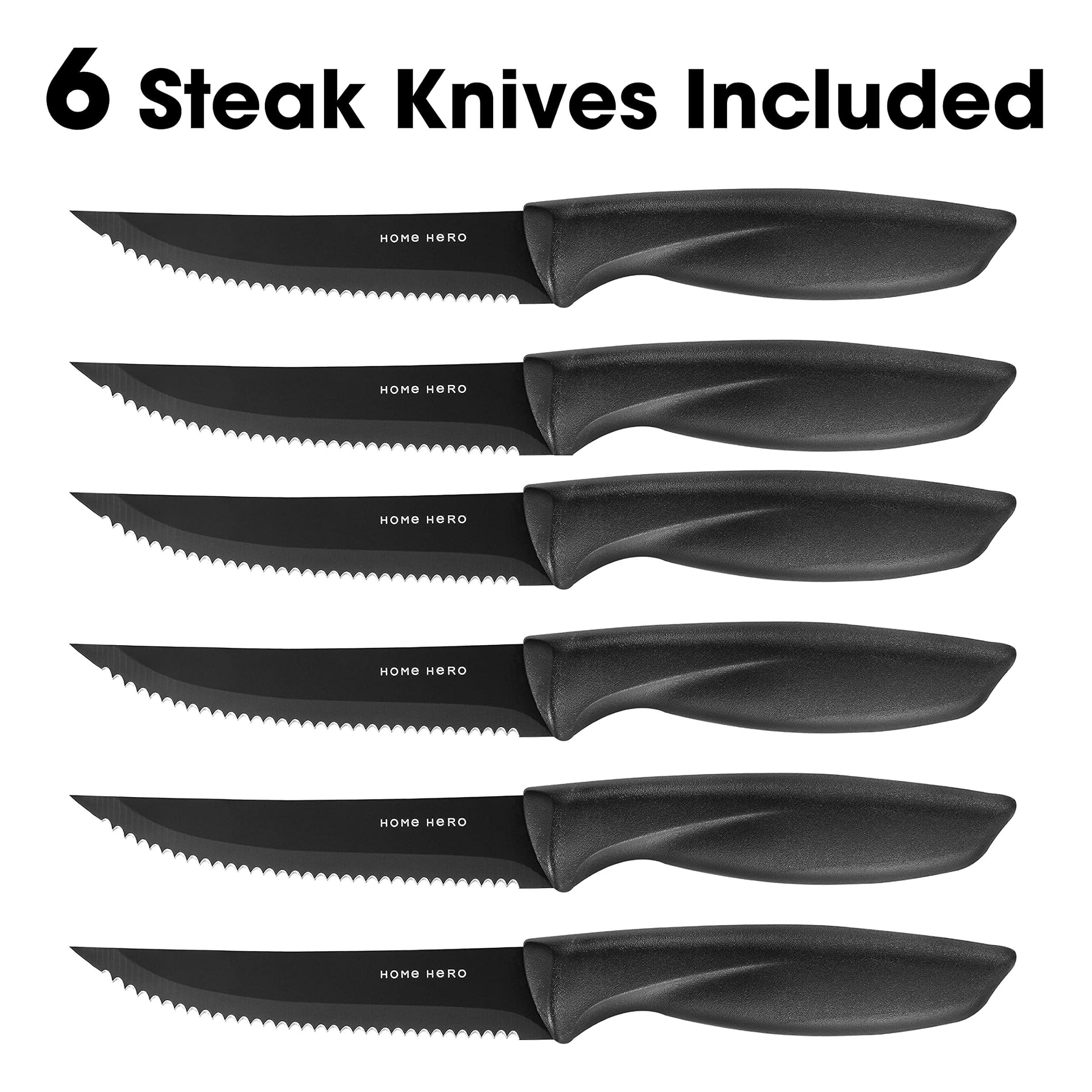 Stainless Steel Knife/Knife Set with Block - 13 Piece Kitchen Knife Set, Chef Knife Sharpener, 6 Steak Knives, Peeler, Scissors, Cheese Knife, Pizza Knife & Acrylic Stand - Best Cutlery Set Gift