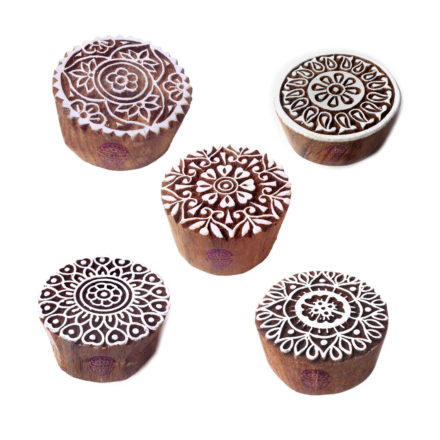 Oriental Shapes Mandala and Persian Wood Block Print Stamps (Set of 5)