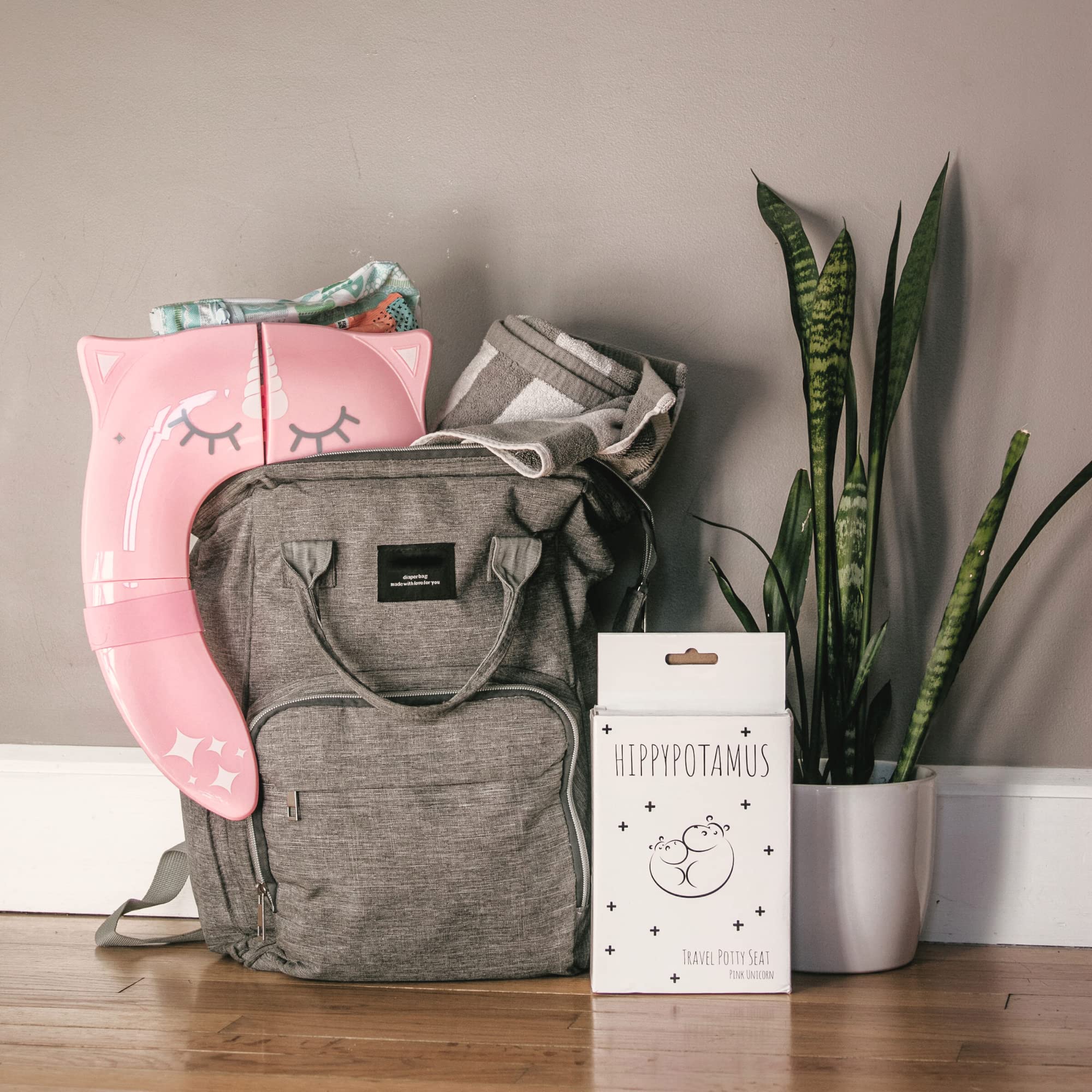 Hippypotamus Travel Potty Seat for Toddler - Folding Potty Training Seat - Portable Toilet Seat Cover for Baby & Kids (PINK Unicorn)