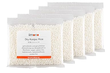 iimono Dry Konjac Rice - kalorienarmer & kohlenhydratarmer Konjak Reis-Art (5 x 50g)
