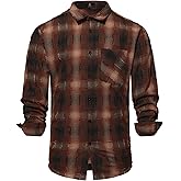 Men's Long Sleeve Plaid Flannel Winter Warm Shirt Casual Button Down Slim Fit Shirts