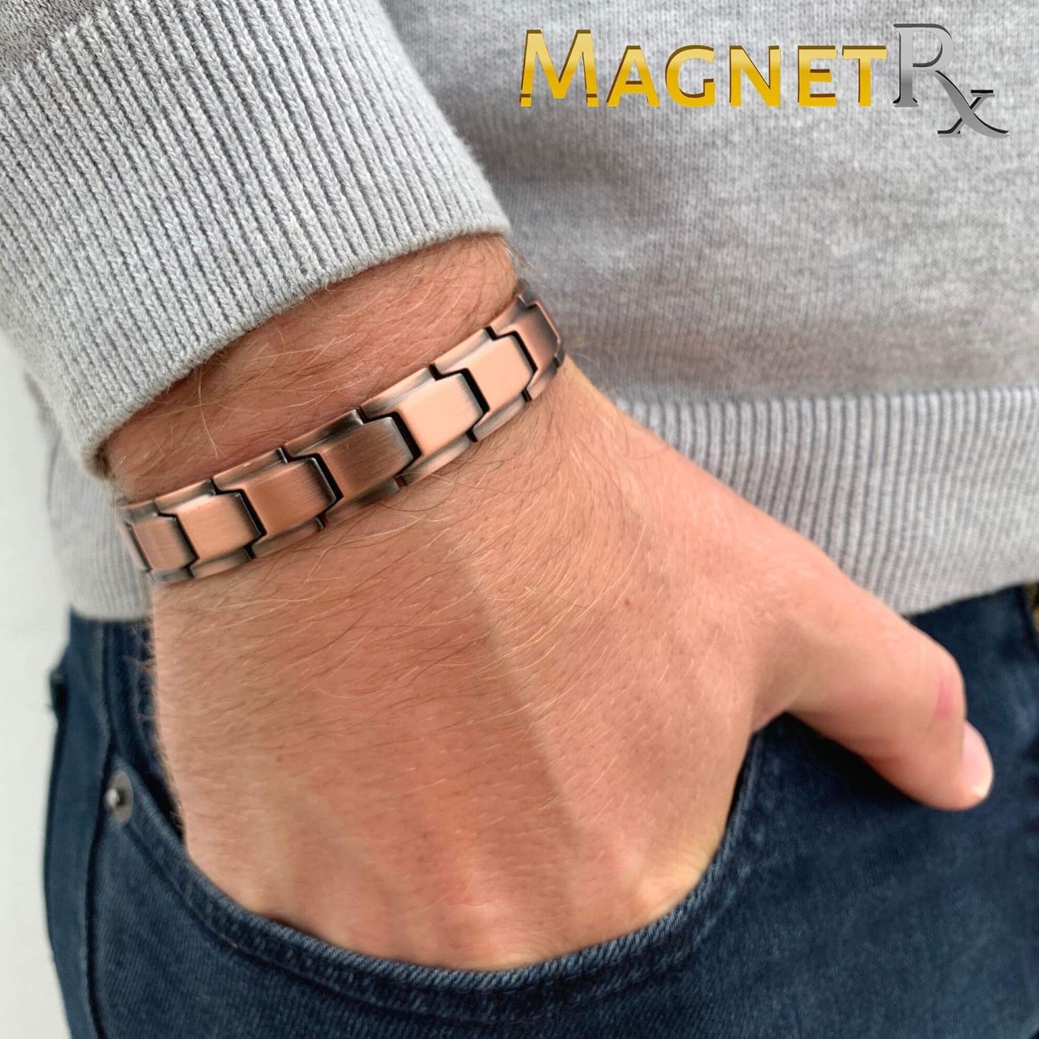 MagnetRX Pure Copper Magnetic Therapy Bracelet | Arthritis Pain Relief & Carpal Tunnel Relief Ultra Strength Copper Magnetic Bracelets for Men (Leo Style): Health & Personal Care