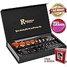 Makeup Brushes Professional – KeizerPro 10 Piece Set of NEW Pro Oval Makeup Brushes + Free Silicone Cleaner and MakeUp Book – Full Gift Box Set with Holder for Perfect and Easy Makeup Even at Home