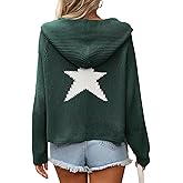 SEMATOMALA Women's Star Sweater Hoodie Y2k Oversized Graphic Long Sleeve Vintage Sweatshirt Knit Pullover Tops