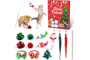 LARCHIO Cat Advent Calendar 2023, 12 Day Christmas Countdown Calendar for Cat with Assorted Cat Toys-Interactive Wand Elk Christmas Tree Catnip Toys Xmas Gifts for Kitten