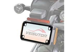 VEISUTOR License Plate Frames for Universal Motorcycle, Matte Rust Proof Black Aluminum License Plate Bracket License Plate Holder for Standard Motorcycle License Plates (7" x 4")