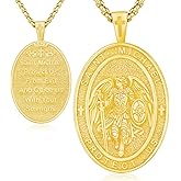 Odinstone S925 Sterling Silver Patron Saint Religious Necklace St Michael/St Christopher Pendant Protect Us Medal Amulet Religious Jewelry for Men Women,with 22"+2" Stainless Steel Chain