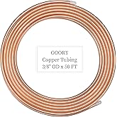 GOORY Copper Tubing 3/8" OD x 0.328" ID x 50 FT - 99.9% C12200 Pure ACR Tube - ASTM B280 Refrigeration T2 Copper Tube Soft Coil - Round Seamless Tubing for HVAC System Refrigerator Industry DIY