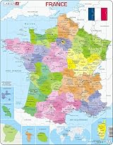Larsen A5 France Political Map 70 Piece Jigsaw Puzzle French Edition Tray Frame view 1