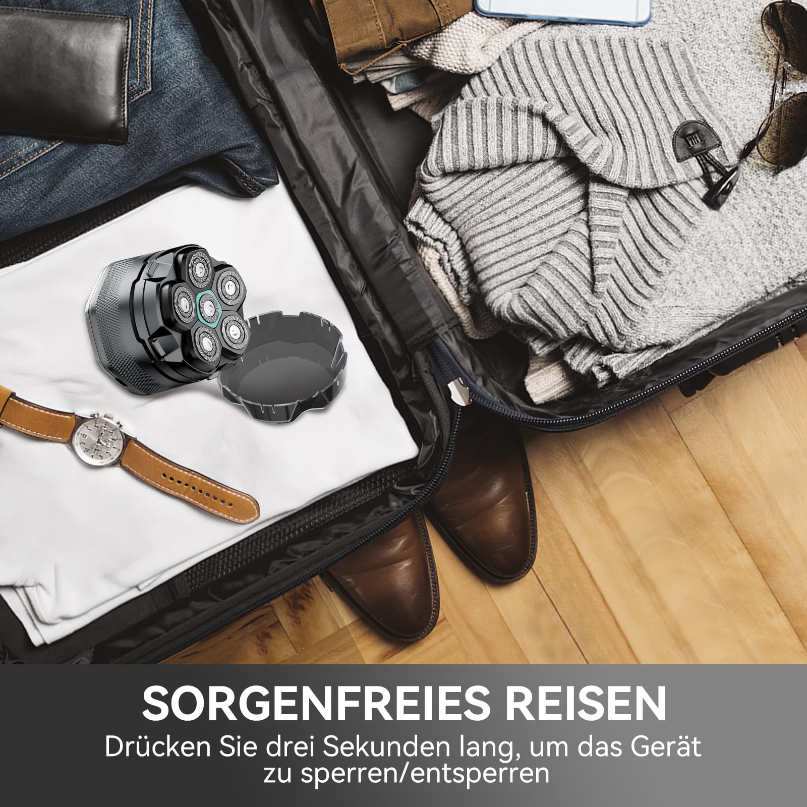 Glatzen Rasierer Herren, kensen Kopfrasierer Glatze Wasserdicht Kopf Rasierer Herren Wiederaufladbar Typ-c Head Shaver Men Magnetische Leicht zu Reinigen Akkulaufzeit 160 Mins 7