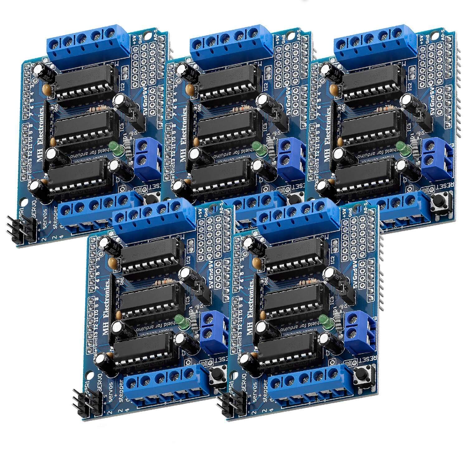 AZDelivery L293D Motor Driver Shield, 4-Channel Motor Driver Shield, Stepper Motor, Stepper Expansion Board compatible with Arduino Including E-Book! (5PCS)
