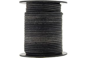 Xsotica-Dye Round Leather Cords -1.5mm Leather Cord (Gray Distressed Natural, 25 Meter(27 Yard))