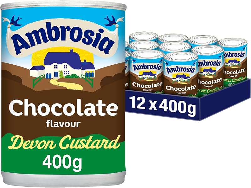 Ambrosia Devon Custard Cans Chocolate 400g Pack 12 Vegetarian Ready-to-Eat