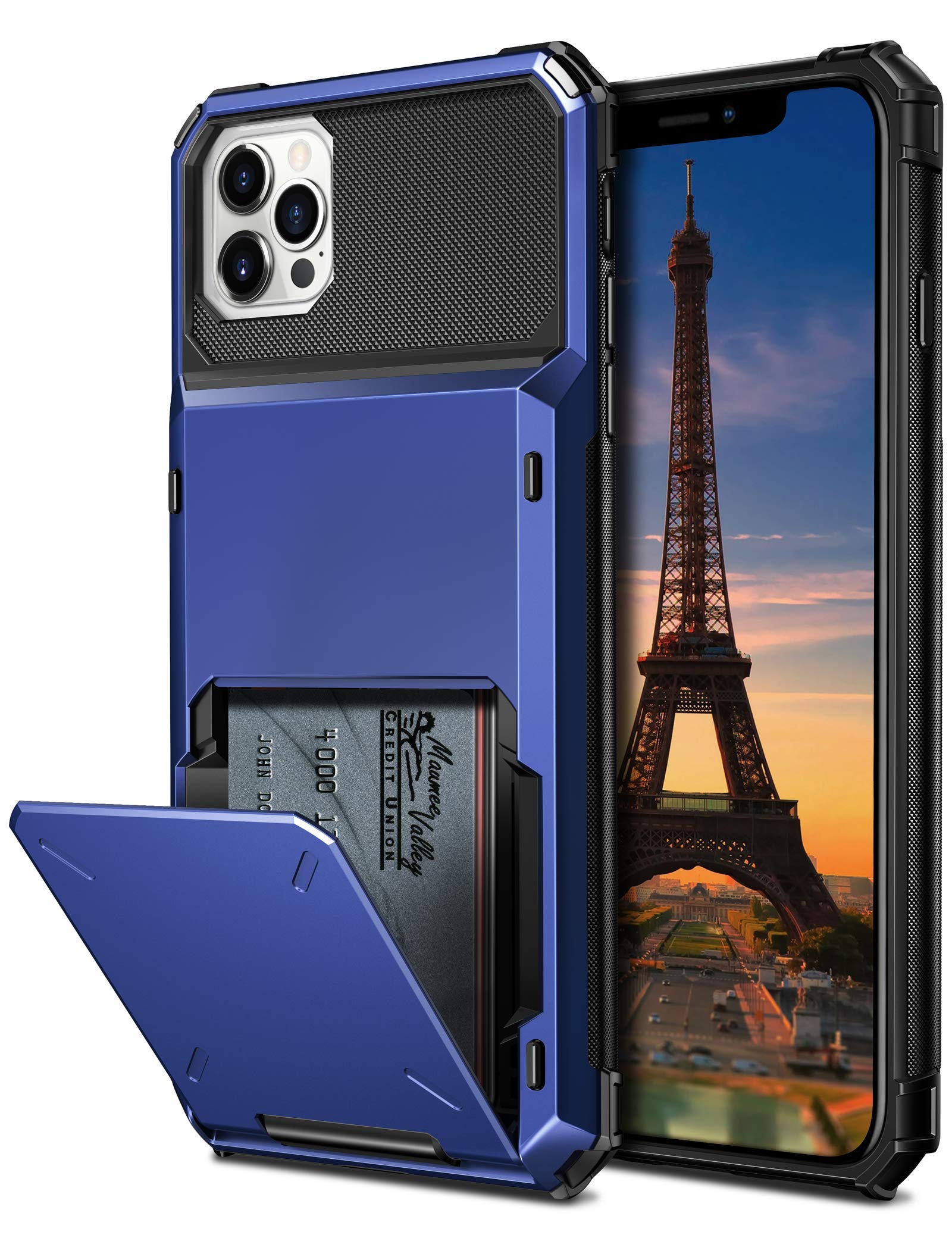 Coolden Compatible with iPhone 12 Pro Max Case Wallet Case Shockproof Case 4 Card Pocket Protective Case Heavy Duty Flip Card Holder Phone Case Cover Compatible with iPhone 12 Pro Max (Navy) — image 1