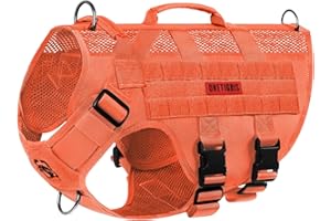 OneTigris No Pull Tactical Dog Harness for Large Dog, Mesh Design Breathable Service Dog Vest with Handle, Military Dog Vest 