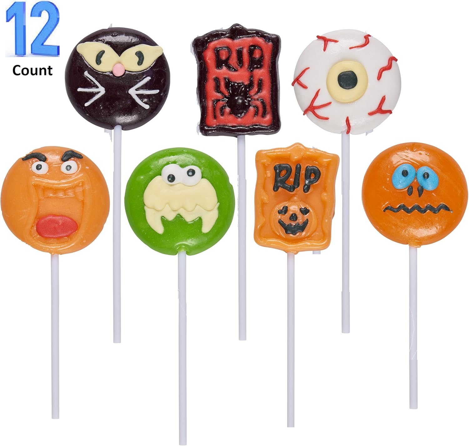Prextex Halloween Themed Lollipops (12 Pack) Great for Halloween Goody Bags or Halloween Candy: Toys & Games