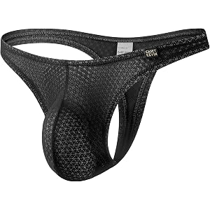 Casey Kevin Mens Lace Thong Sexy Hollow Mesh G-String Ice Silk Underwear | Breathable,Ultra Stretch,Low Rise,T-Back,Contoured