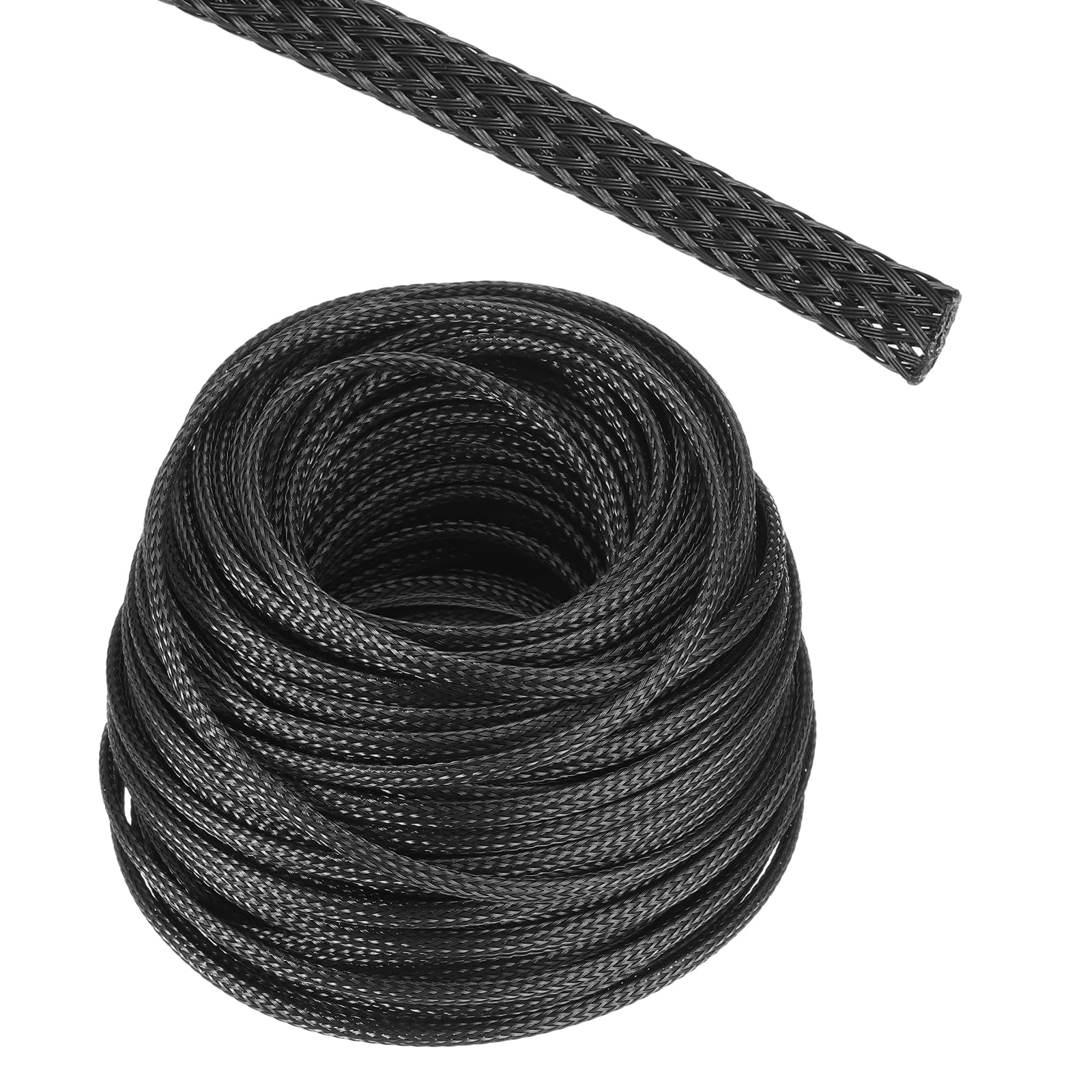 Rebower 100ft PET Expandable Wire Loom 1/8 Inch, PET Braided Wire Sleeving Cable Management Sleeve Tubing [for Audio Video Home Office Cord Protector]-Black