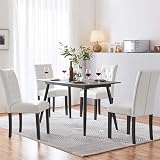 Yaheetech Faux Leather Dining Chairs Set of 2 White High Back Rubber Wood Legs view 2